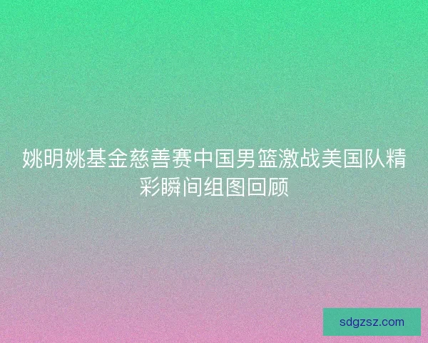 姚明姚基金慈善赛中国男篮激战美国队精彩瞬间组图回顾