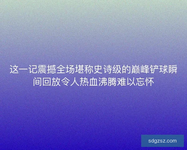 这一记震撼全场堪称史诗级的巅峰铲球瞬间回放令人热血沸腾难以忘怀