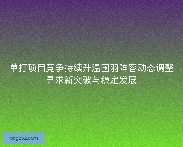 单打项目竞争持续升温国羽阵容动态调整寻求新突破与稳定发展