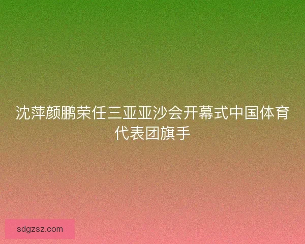 沈萍颜鹏荣任三亚亚沙会开幕式中国体育代表团旗手