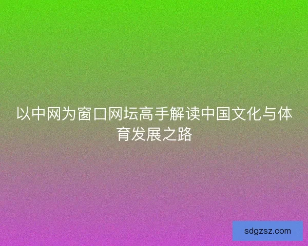 以中网为窗口网坛高手解读中国文化与体育发展之路 以中网为窗口网坛高手解读中国文化与体育发展之路
